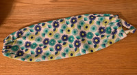 Plastic Bag Holder- white with teal and Blue flowers