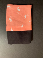 Kleenex Holder with back pocket - coral and white flamingo