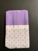 Kleenex Holder with back pocket- white with purple polkadots