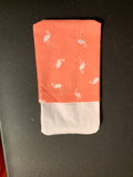 Kleenex Holder with back pocket - coral and white flamingo